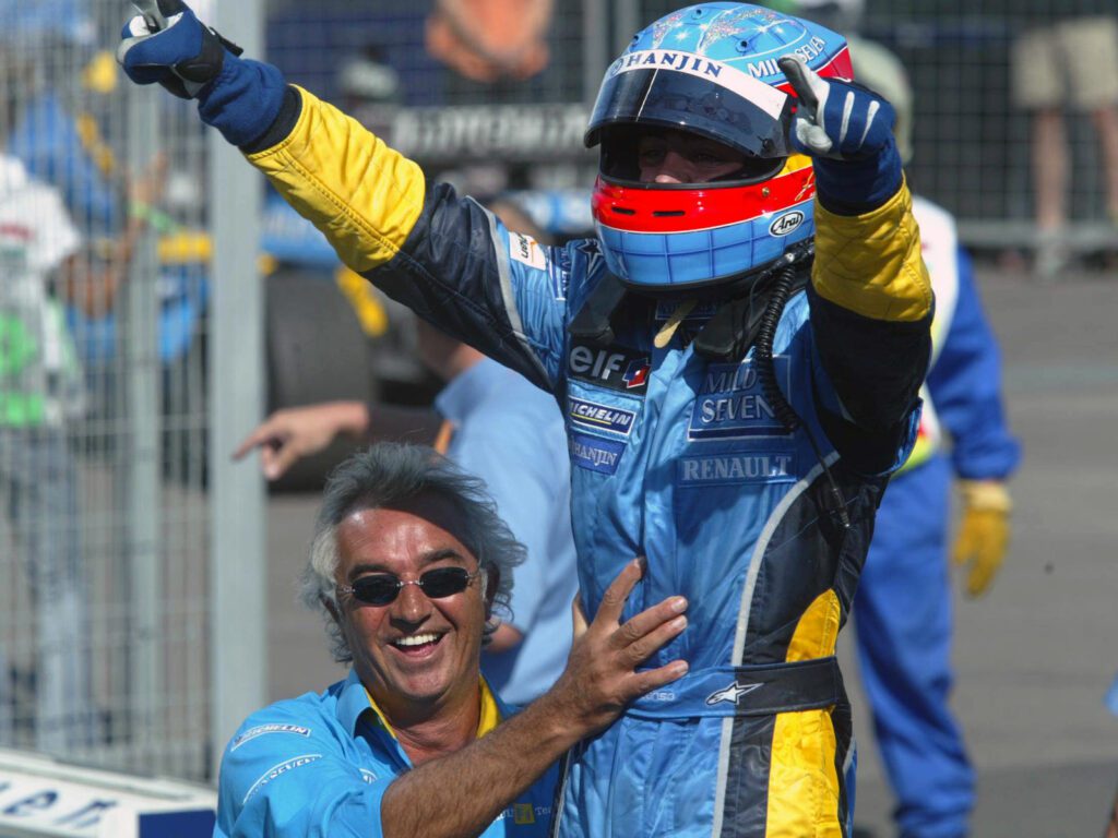 Fernando po wygraniu GP Węgier w 2003r.